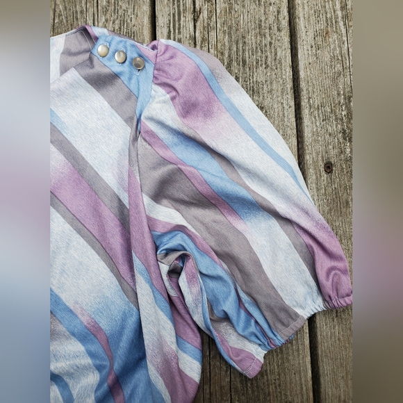 brushstroked stripes • vintage plus sized midi dress - Picture 5 of 11